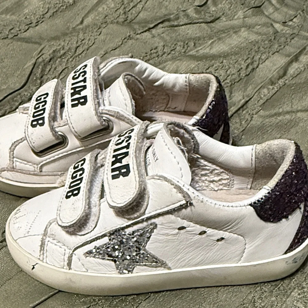 Golden Goose Kids White and Glitter Sneakers